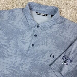 Travis Mathew Mens XL Gray AOP Floral Performance Stretch Polo Short Sleeve